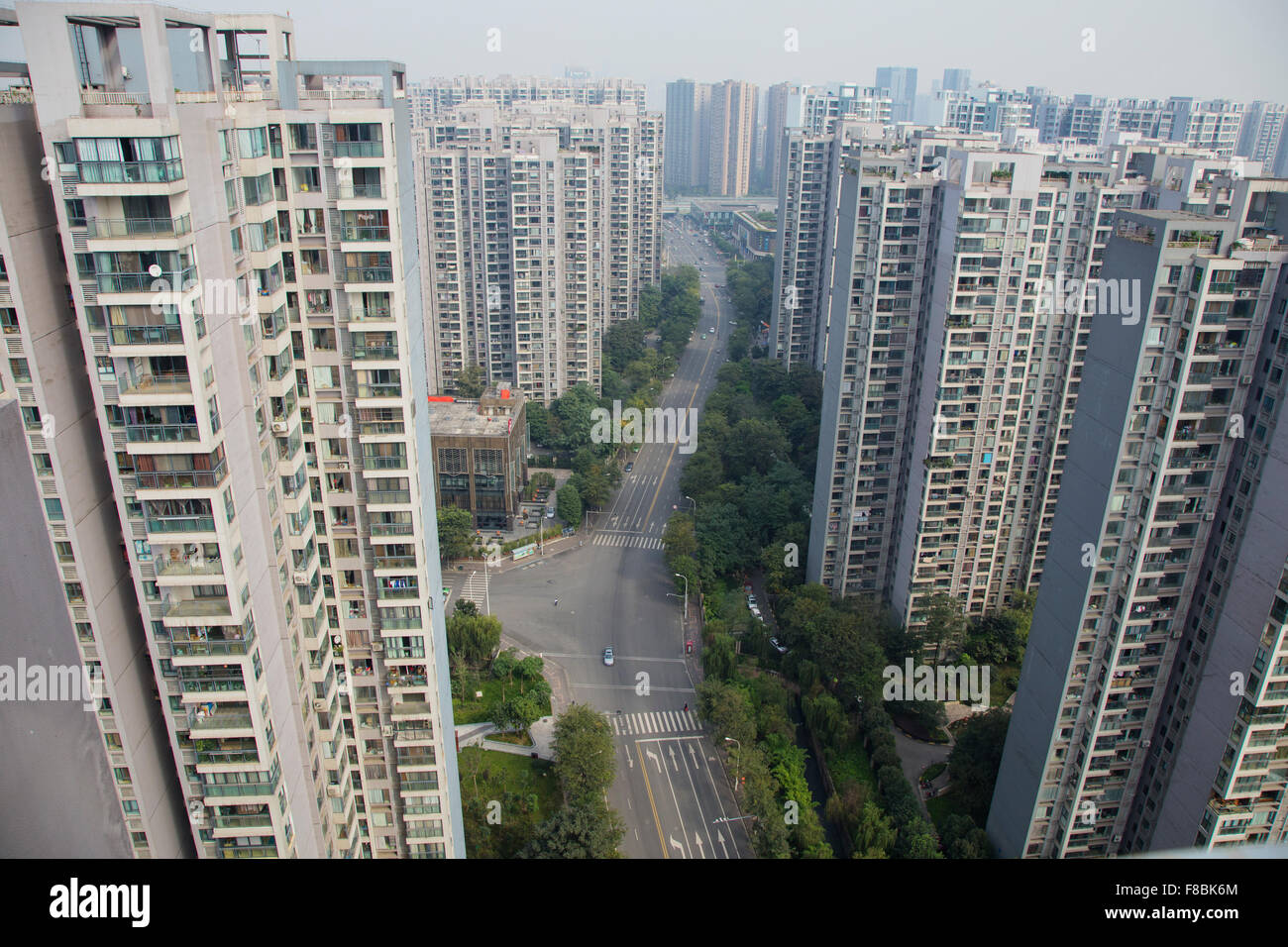 High Rise Apartment Blocks Chengdu City Sichuan Province China LA008741 Stock Photo