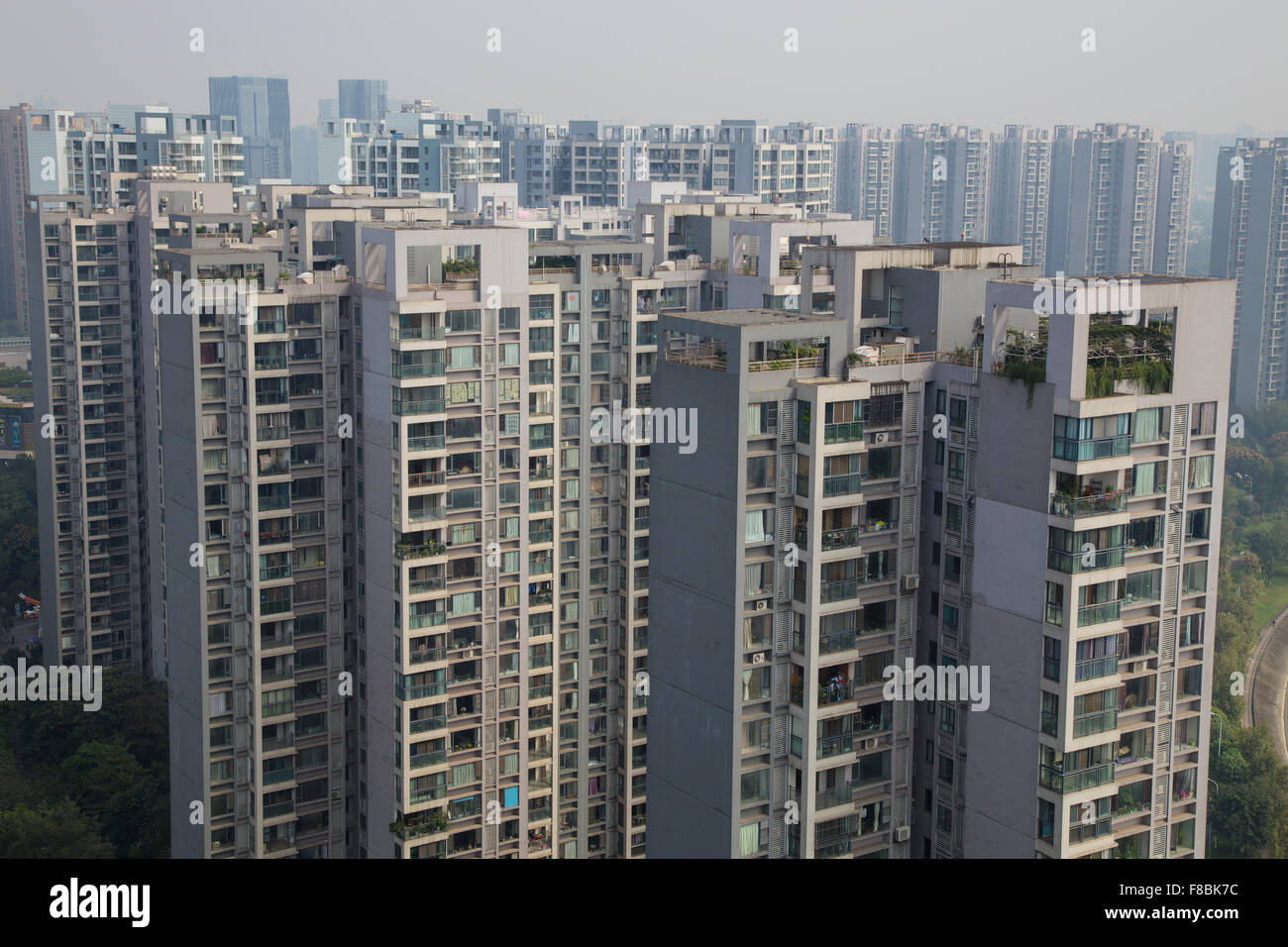 High Rise Apartment Blocks Chengdu City Sichuan Province China LA008742 Stock Photo
