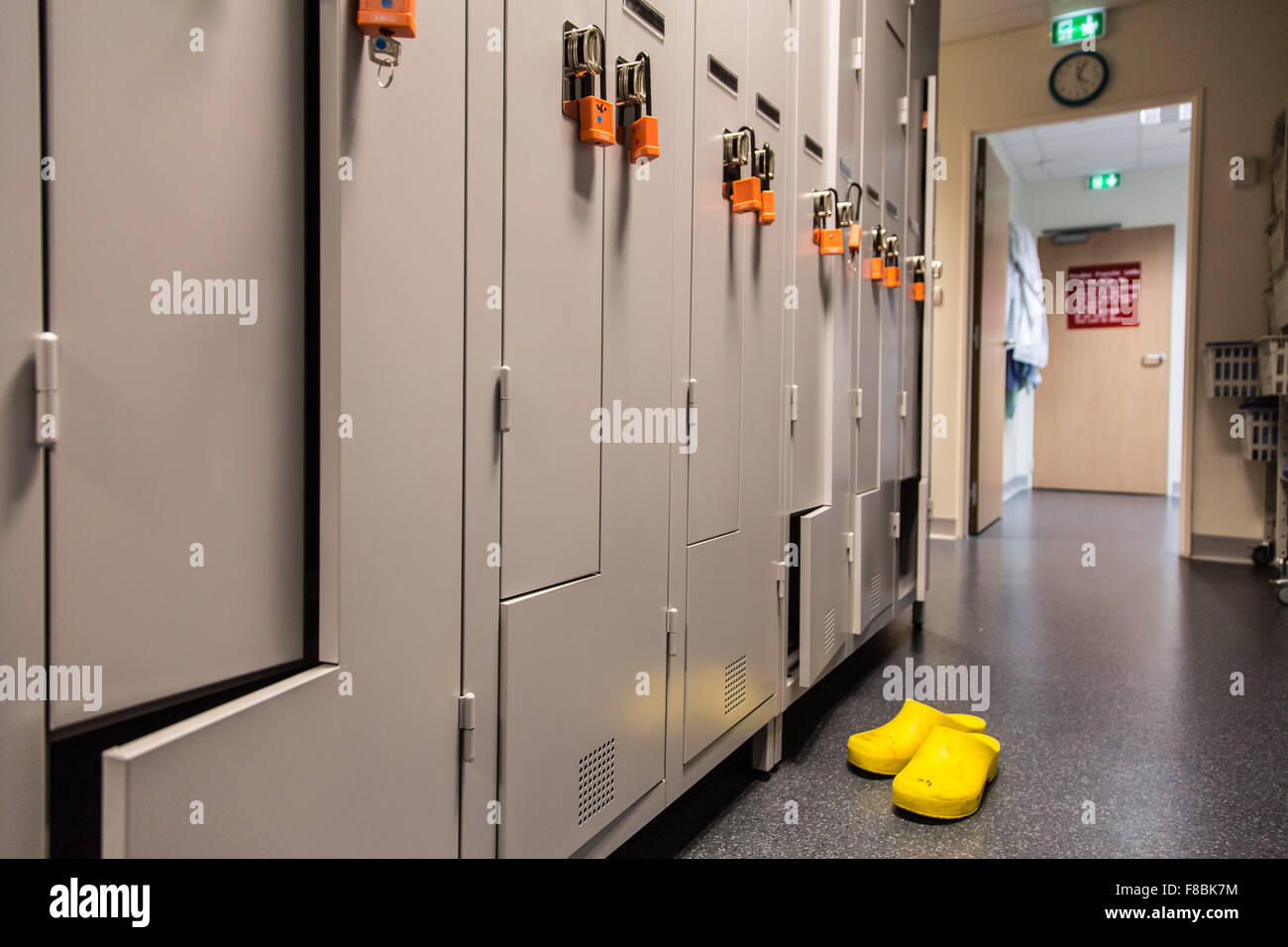 Hospital staff cloakroom. Stock Photo