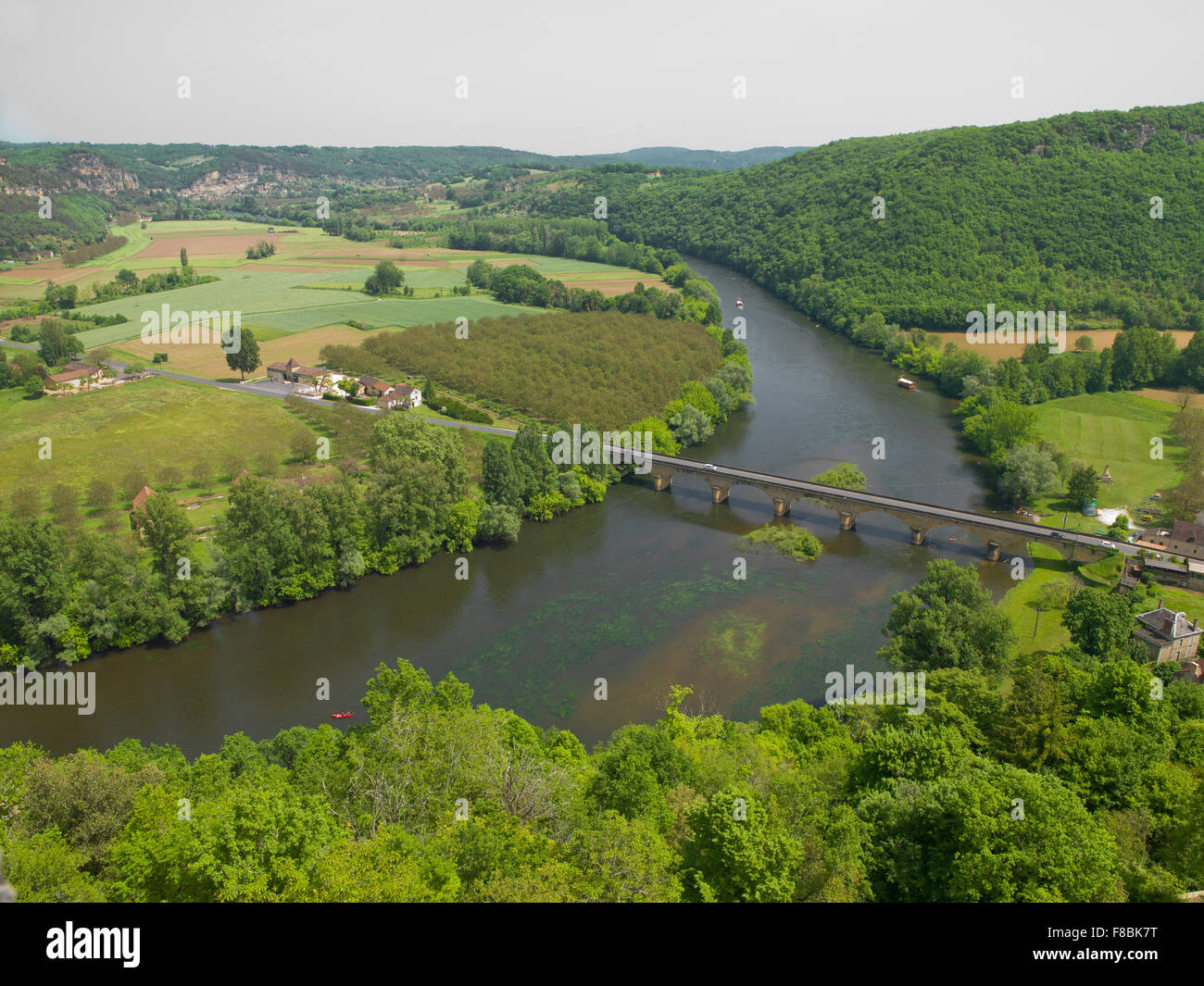 View on the Dordogne river in Perigord from the village of Castelneaud Stock Photo