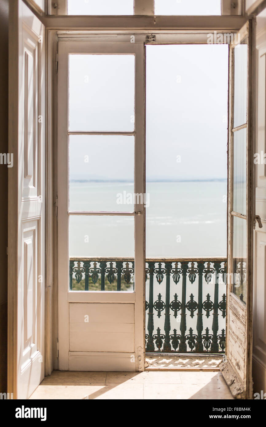 Sliding door open. Stock Photo