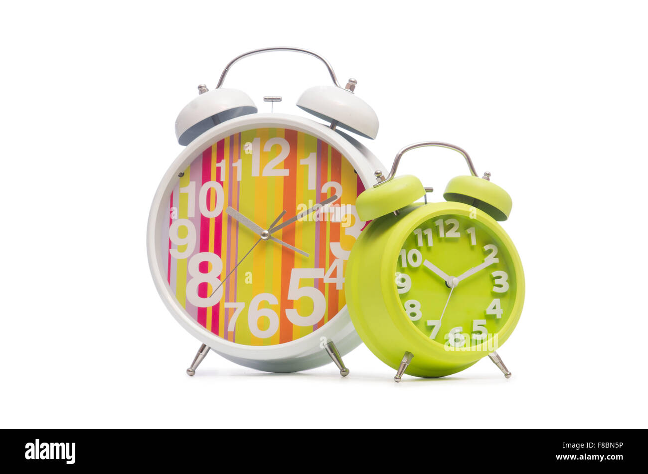 Alarm clock isolated on the white background Stock Photo - Alamy