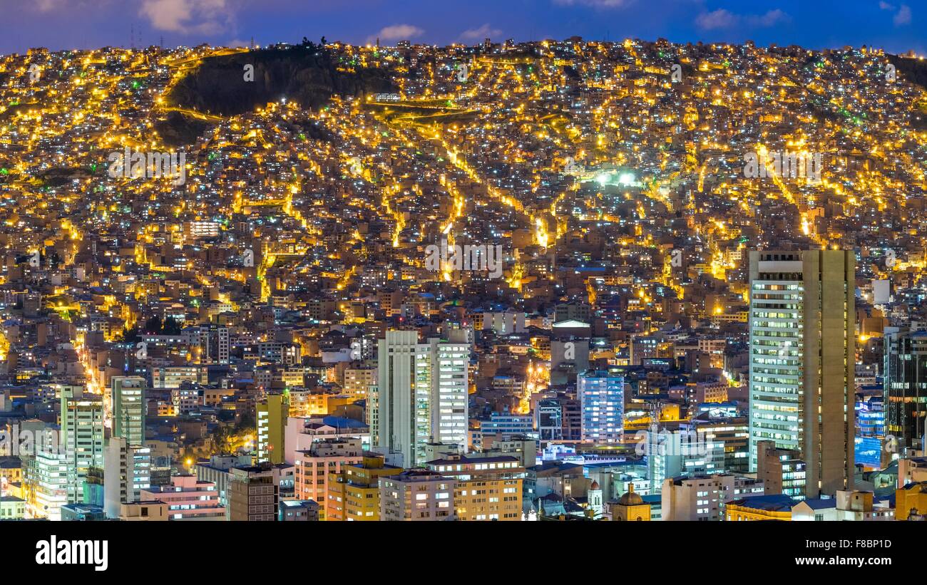 A Panorama view at nicht over La Paz, Bolivia Stock Photo - Alamy