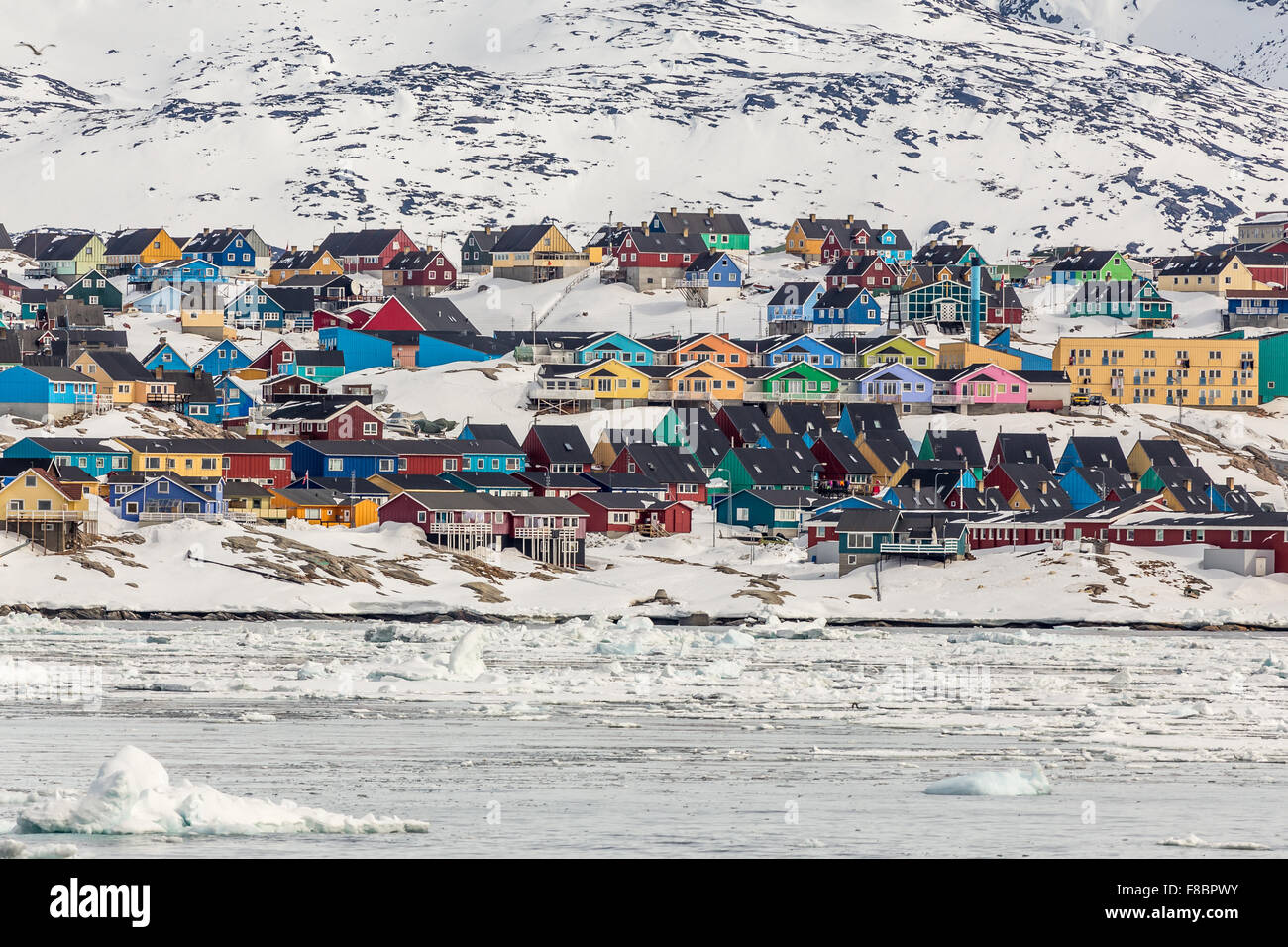 Colorful Ilulissat, North Greenland May 2015 Stock Photo