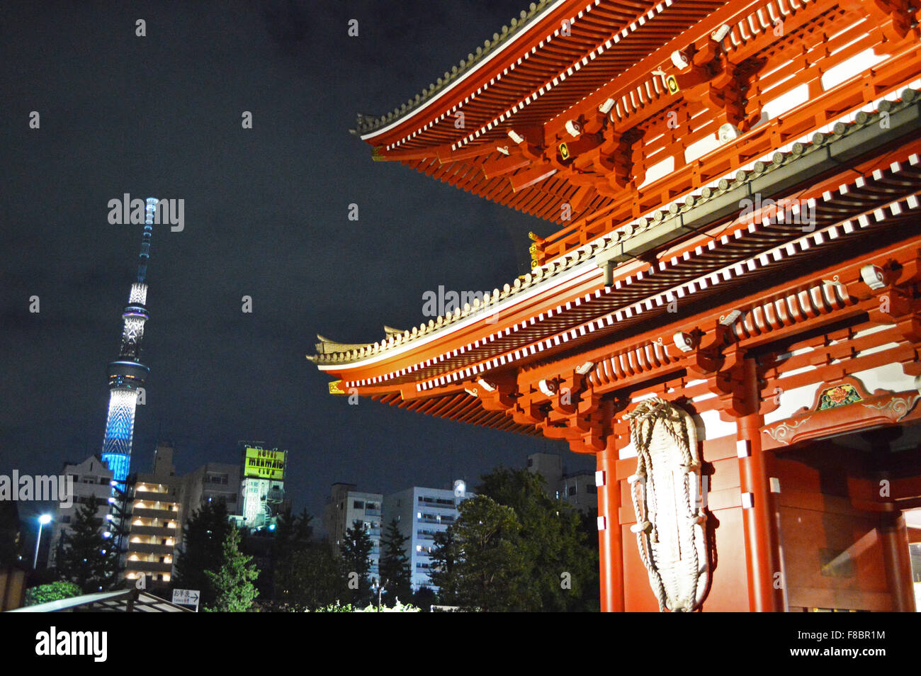 Asakusadera and Tokyo Sky Tree Stock Photo