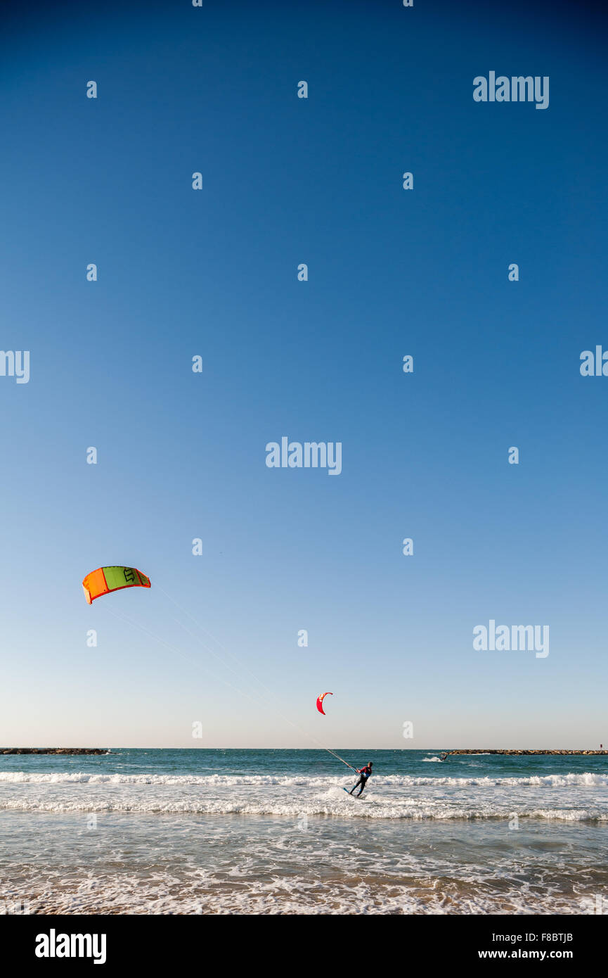 Israel, Tel Aviv, kitesurf Stock Photo