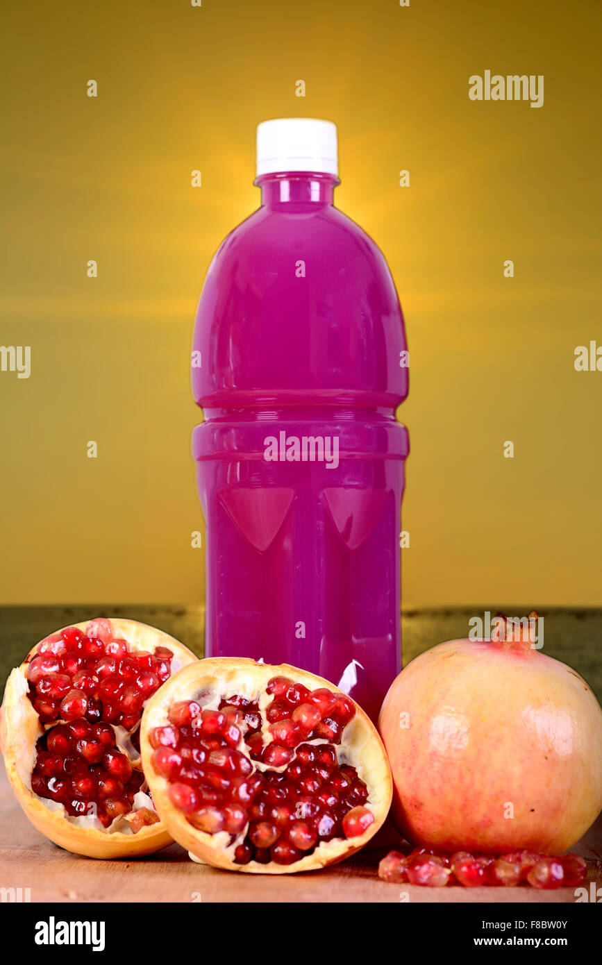Fresh pomegranate juice with a sky background Stock Photo