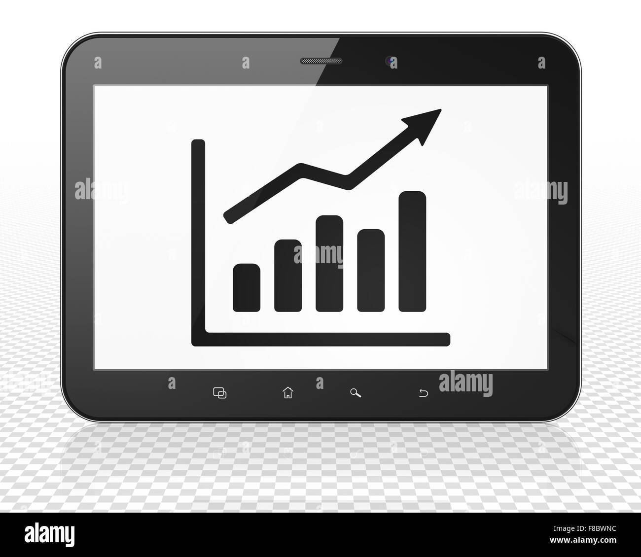 increase graph on computer black and white stock... News concept: Tablet Pc Computer with Growth Graph on display Stock ...