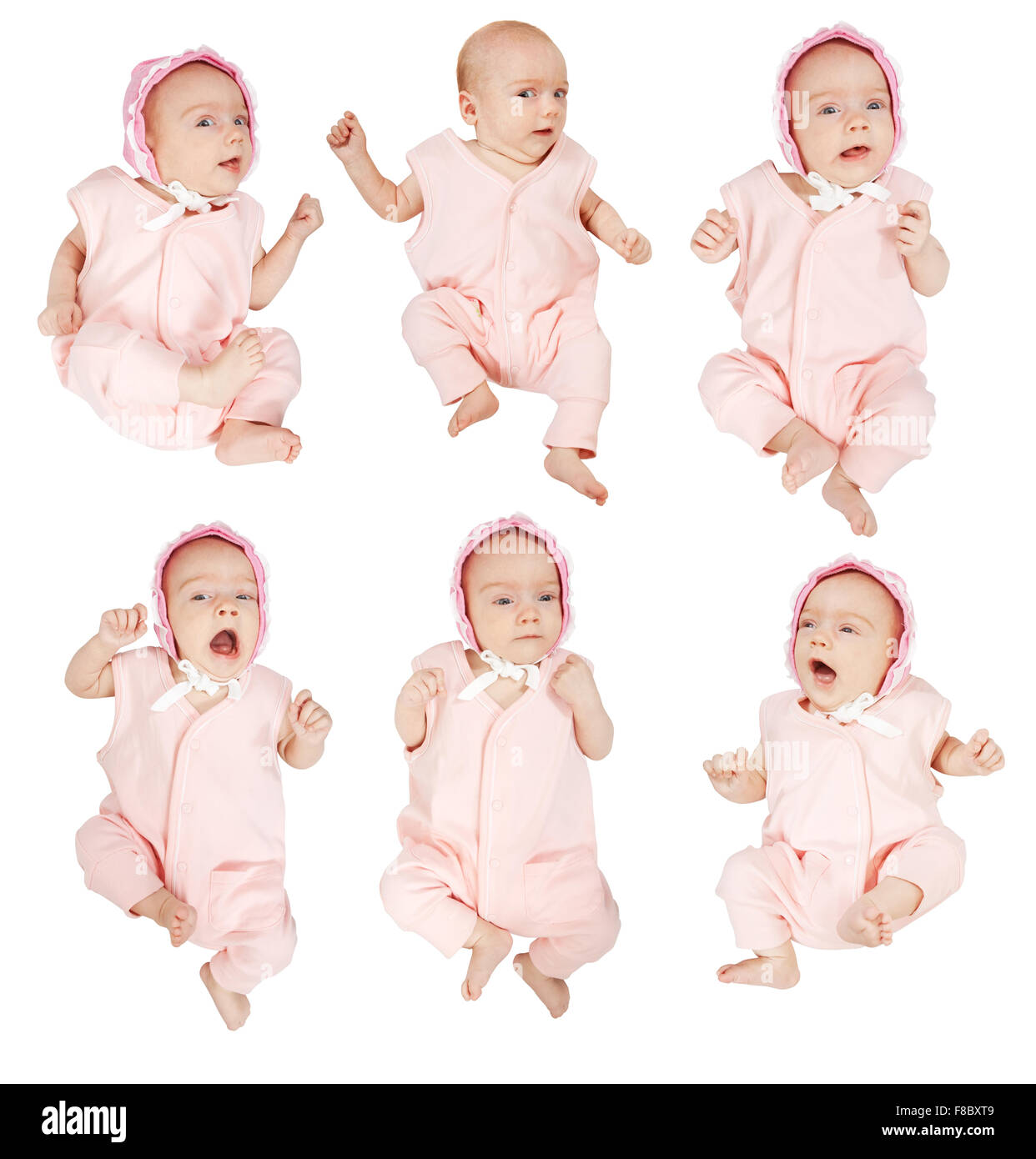 set-of-6-little-baby-girl-isolated-on-white-with-clipping-path-stock