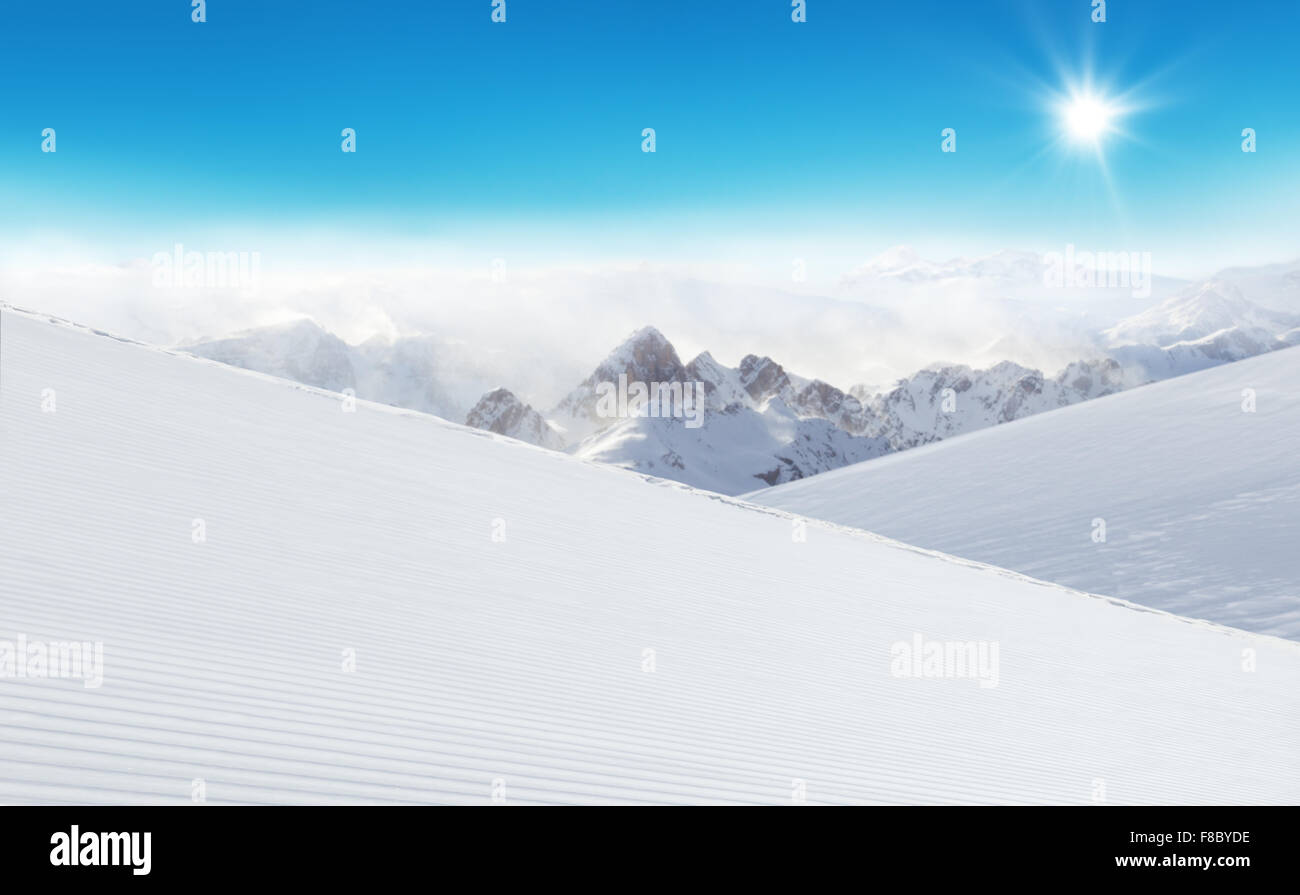 Winter Alpine snowy landscape Stock Photo