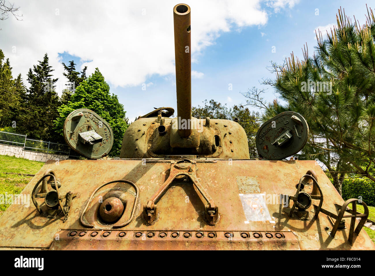 An American M4 Sherman main battle tank from WWII in Cassino, Italy Stock Photo
