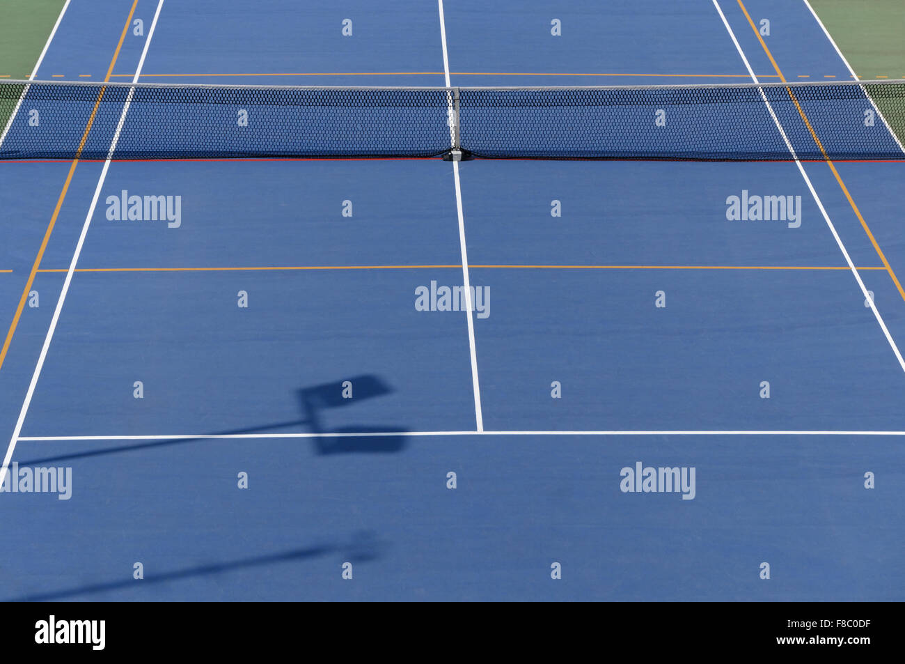 blue surface tennis court Stock Photo