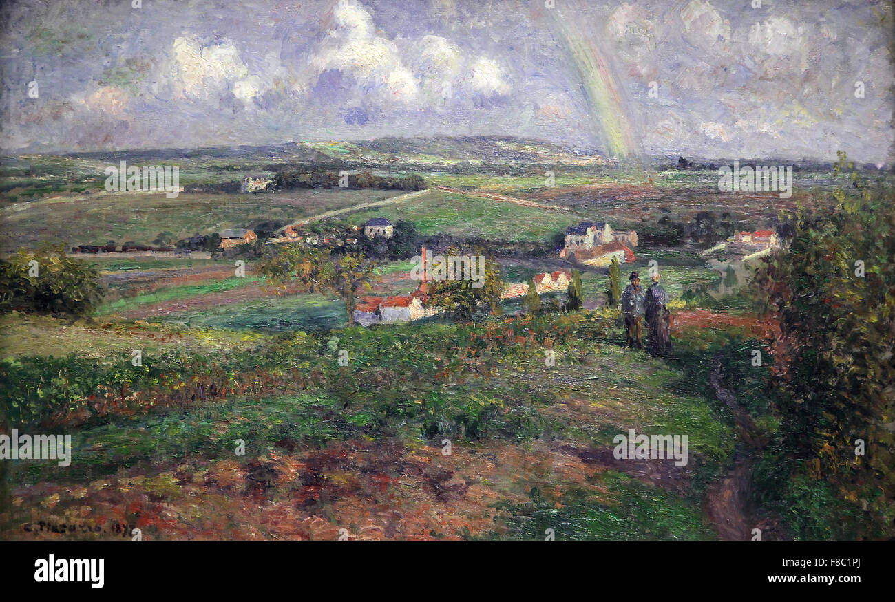 The rainbow pontoise 1877 by french painter Camille Pissaro.Danish-French Impressionist and Neo-Impressionist painter Stock Photo