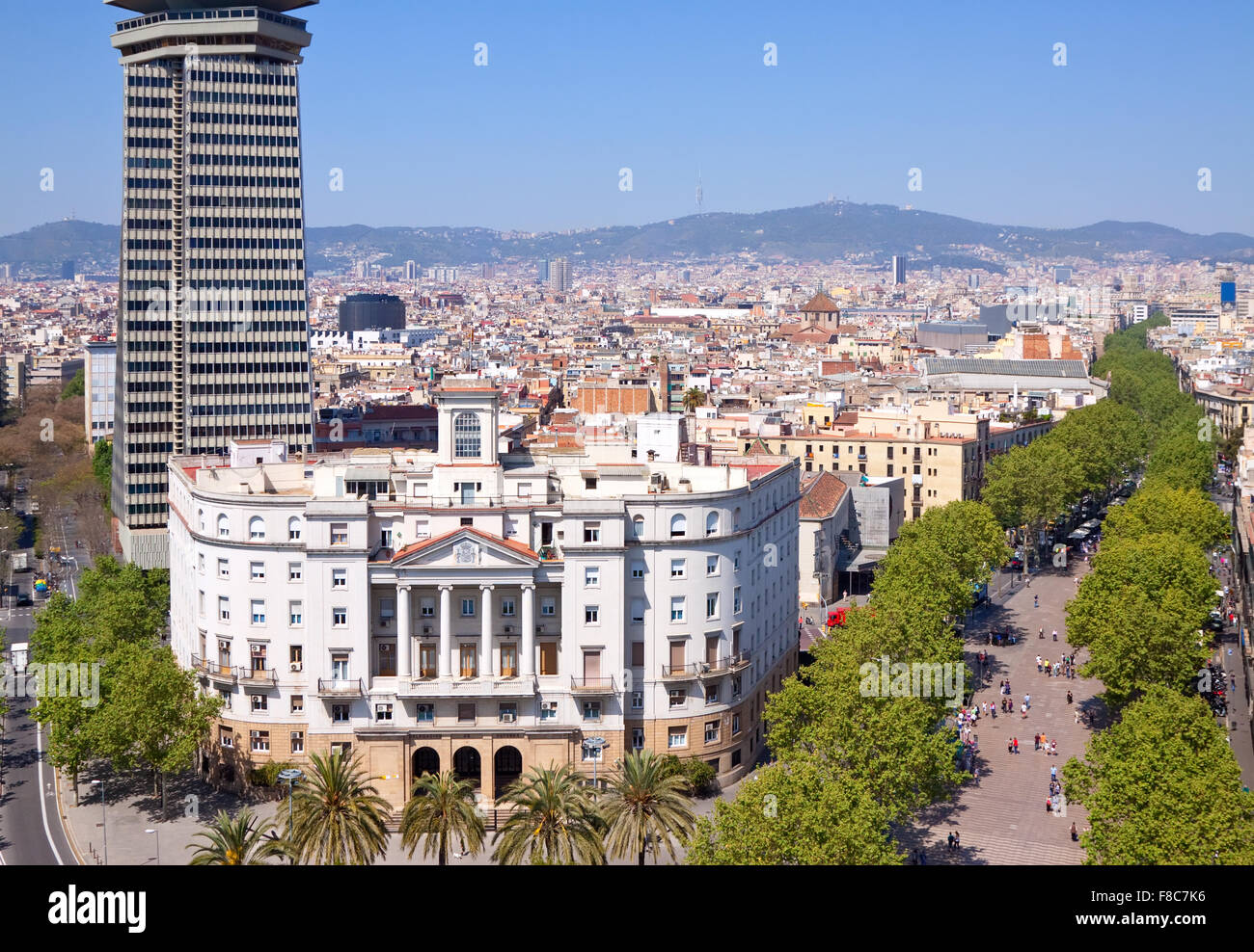 Top view of Barcelona from Columbus statue. Spain Stock Photo - Alamy