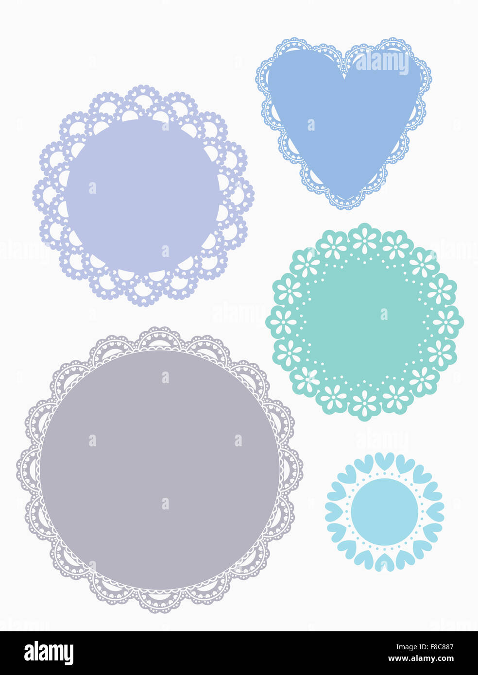 Various pastel labels with lace decorations Stock Photo - Alamy