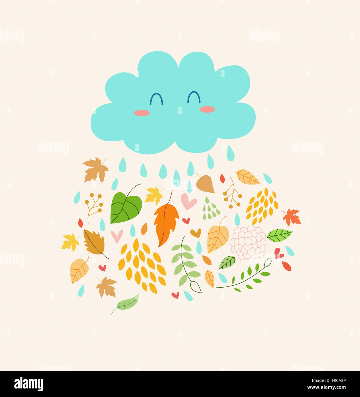 Background of fall with leaves, rain and cloud Stock Photo - Alamy