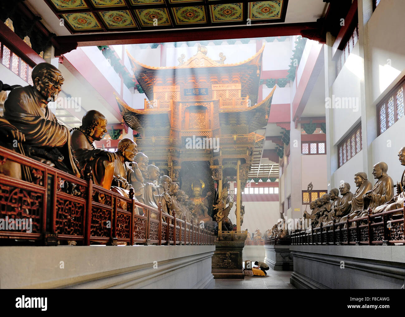 Hall with statues at Lingyin Temple, Hangzhou, Shandong Province, China Stock Photo