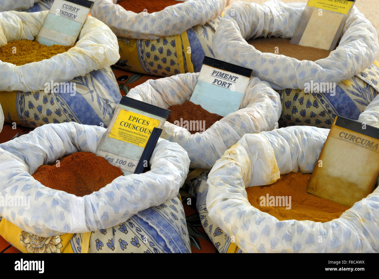 Spices at a farmers market in France Stock Photo