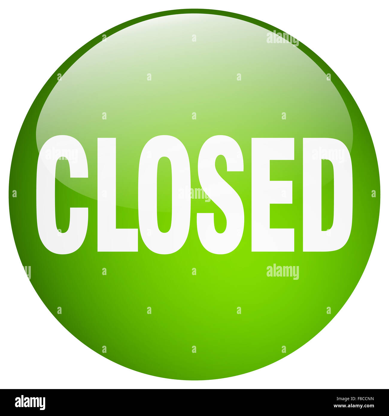 Round Close closed green round gel isolated push button Stock Photo - Alamy