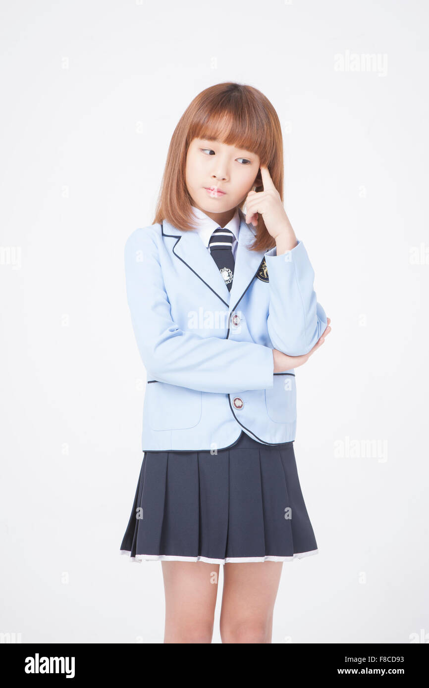korean schoolgirl self shot Korean girl thinking hi-res stock photography and images - Alamy