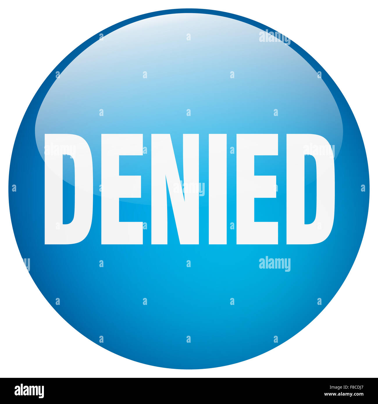 denied blue round gel isolated push button Stock Photo - Alamy