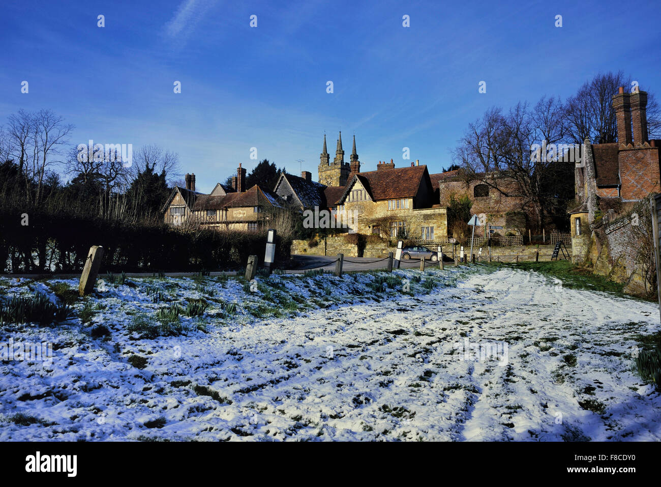 Penshurst village in the snow. Kent. England. UK Stock Photo Alamy