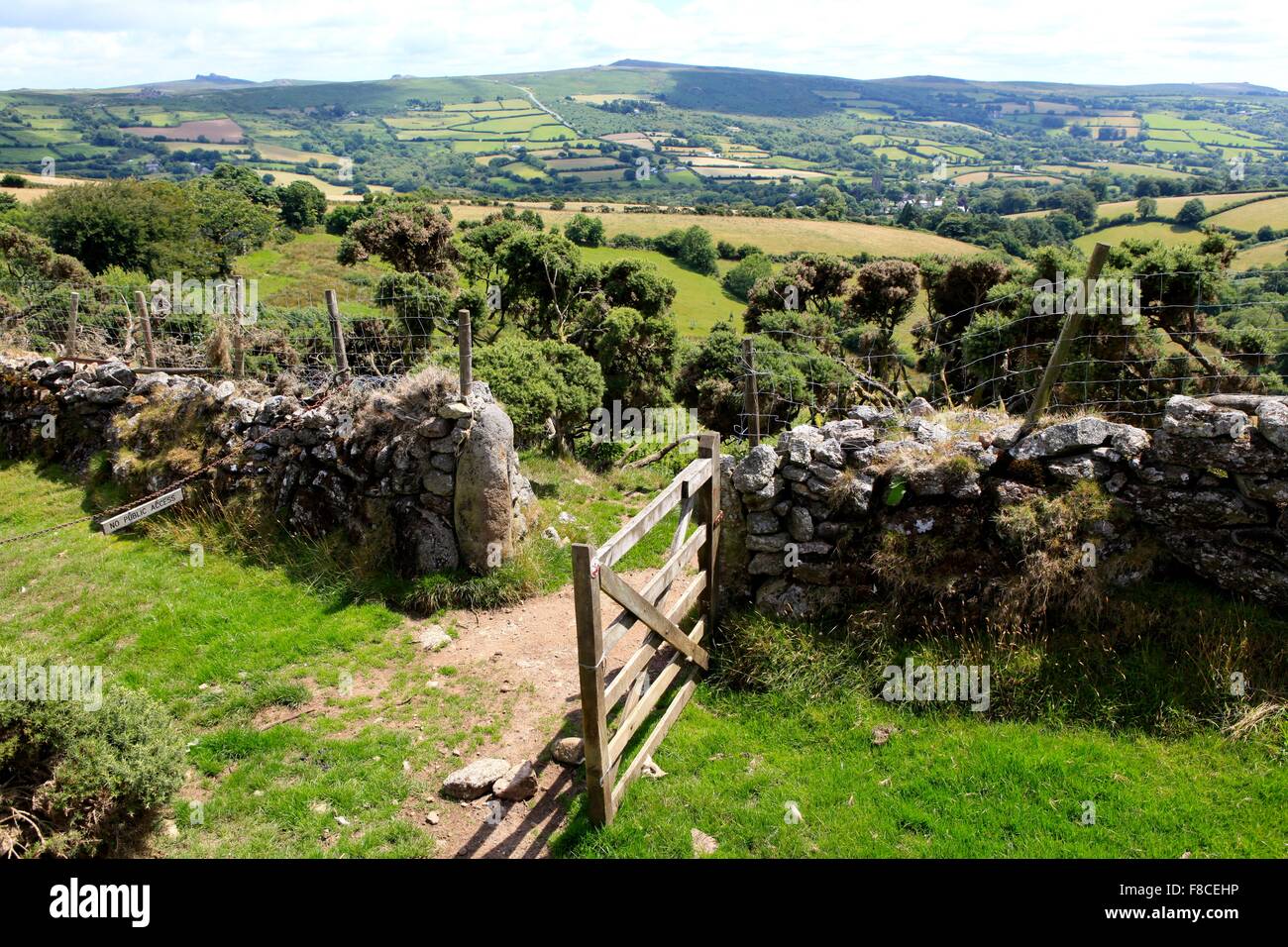 Farm Gate, Near Widecombe-in-the-Moor, Dartmoor National Park, Devon ...