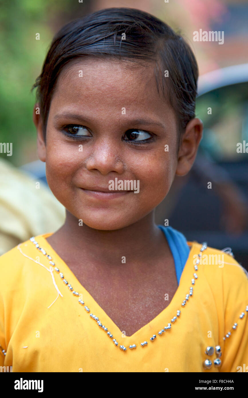 Portrait of a young kid in India Stock Photo
