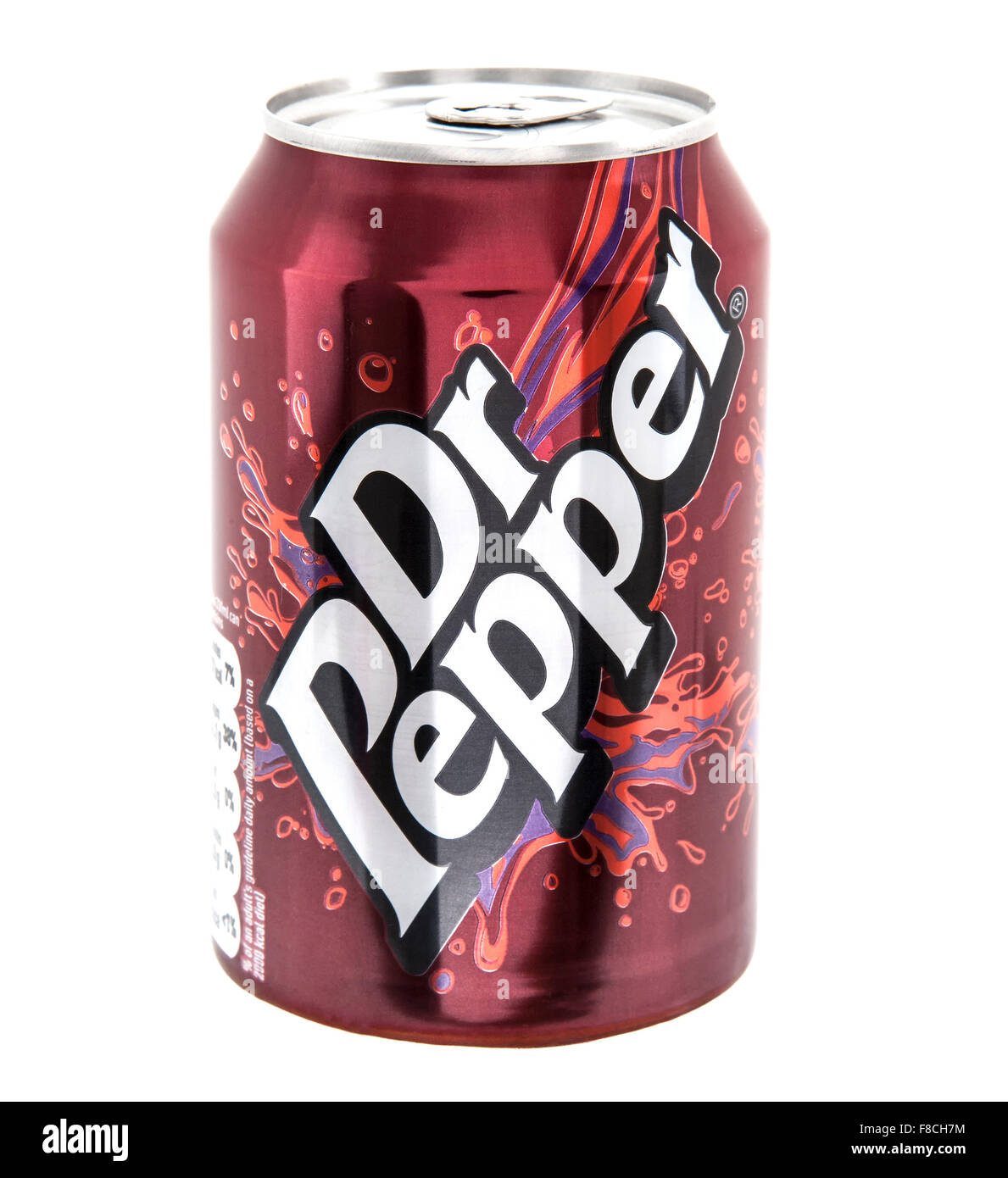 Can of Dr Pepper on a white background, The drink was ...