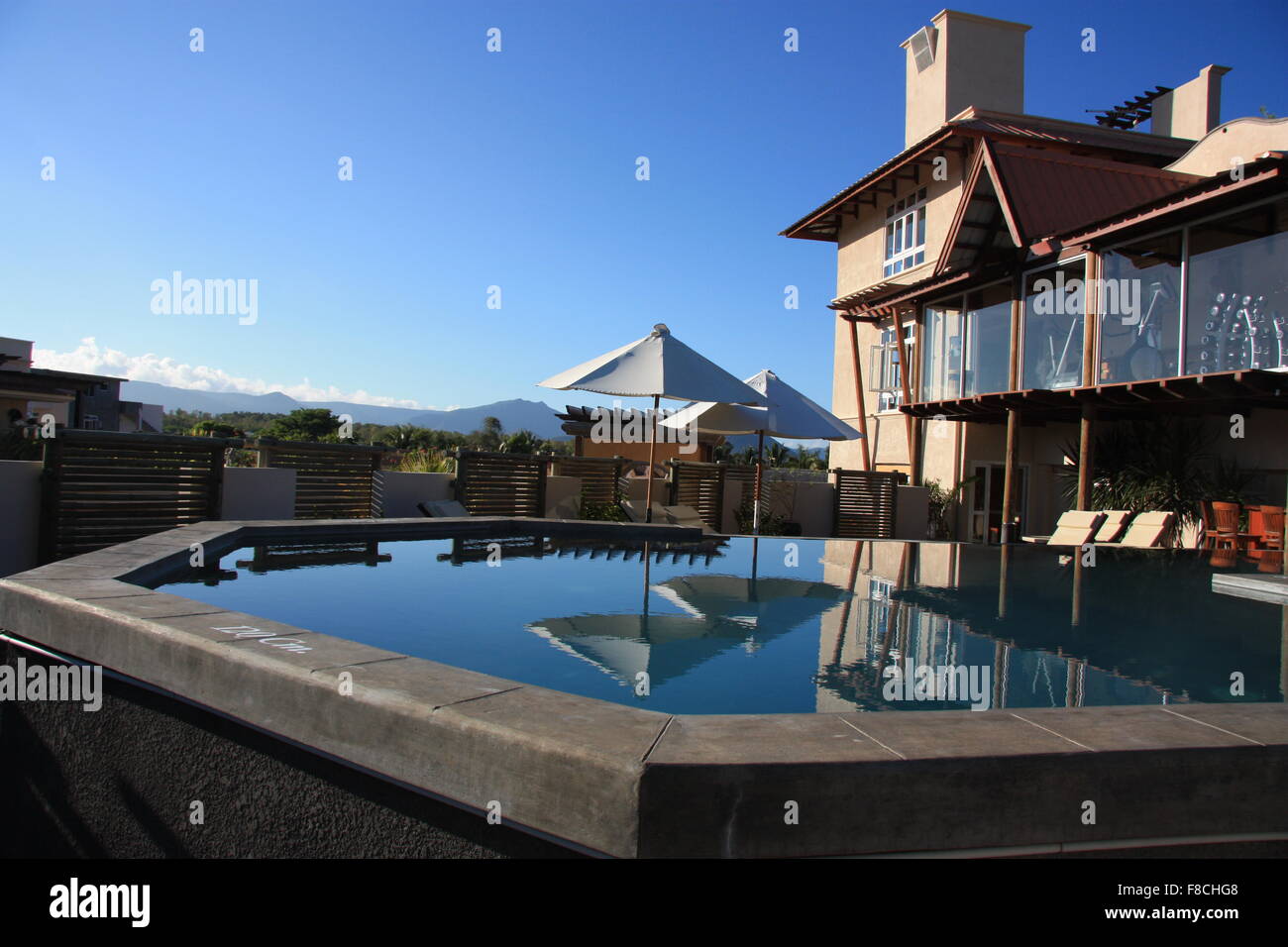 Swimming Pool Aanari Hotel & Spa. Flic en Flac, Mauritius Stock Photo