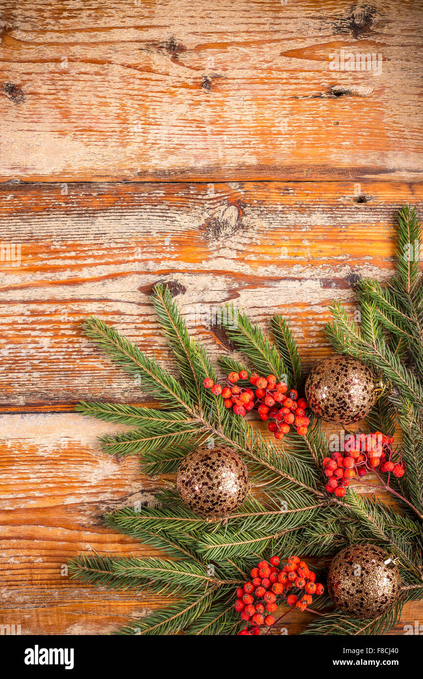 Christmas tree branches and red berries Stock Photo - Alamy