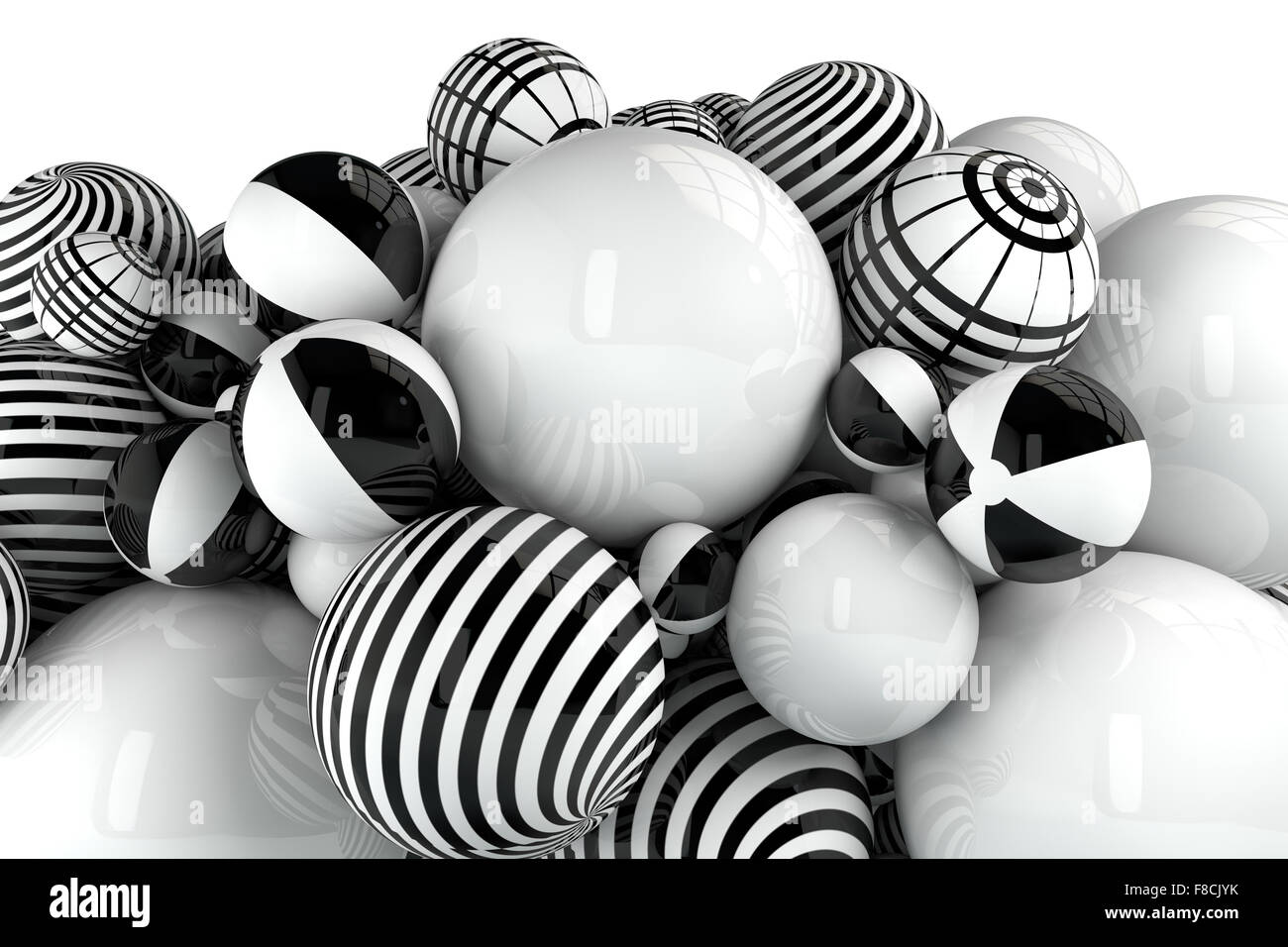 Black and white 3d balls still life Stock Photo - Alamy