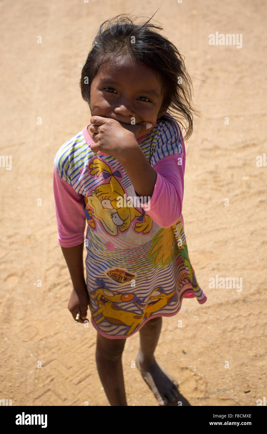 Portrait of cute Wayuu Indian La Guajira Stock Photo