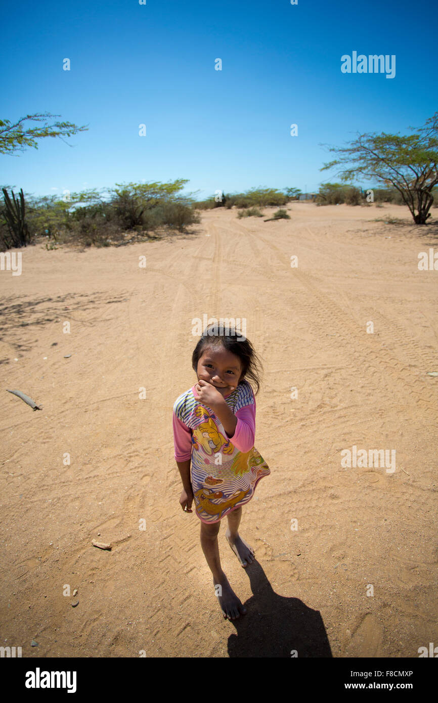 Portrait of cute Wayuu Indian La Guajira Stock Photo