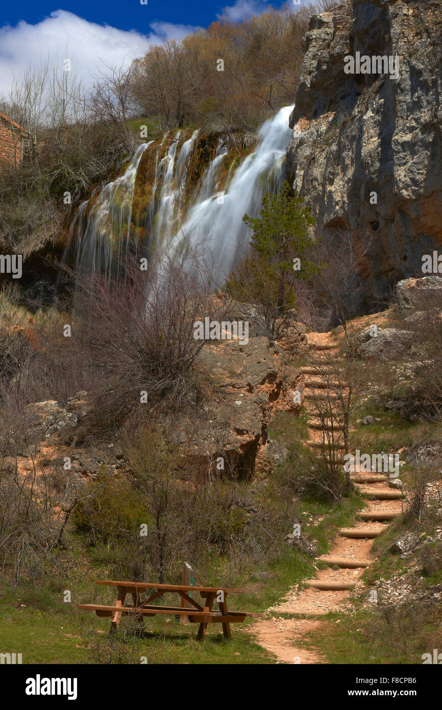 Tragacete, Jucar river, El Molino waterfall, Serrania de Cuenca Natural Park, Cuenca province, Castilla-La Mancha, Spain Stock Photo