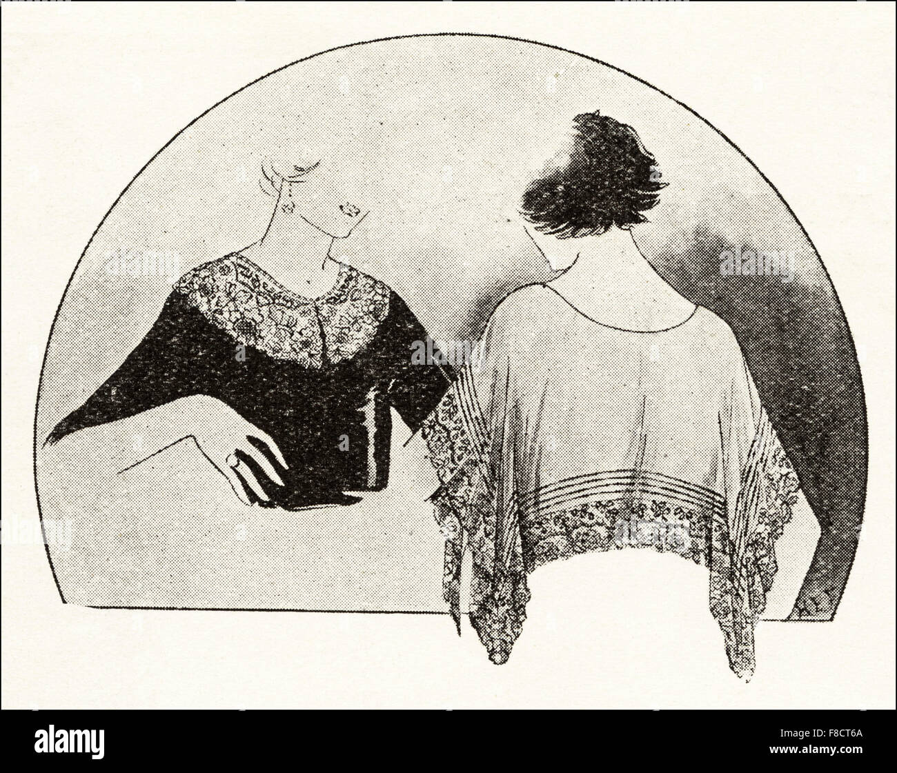 Flapper fashion of the 1920s. Ivory lace collars of different styles ...