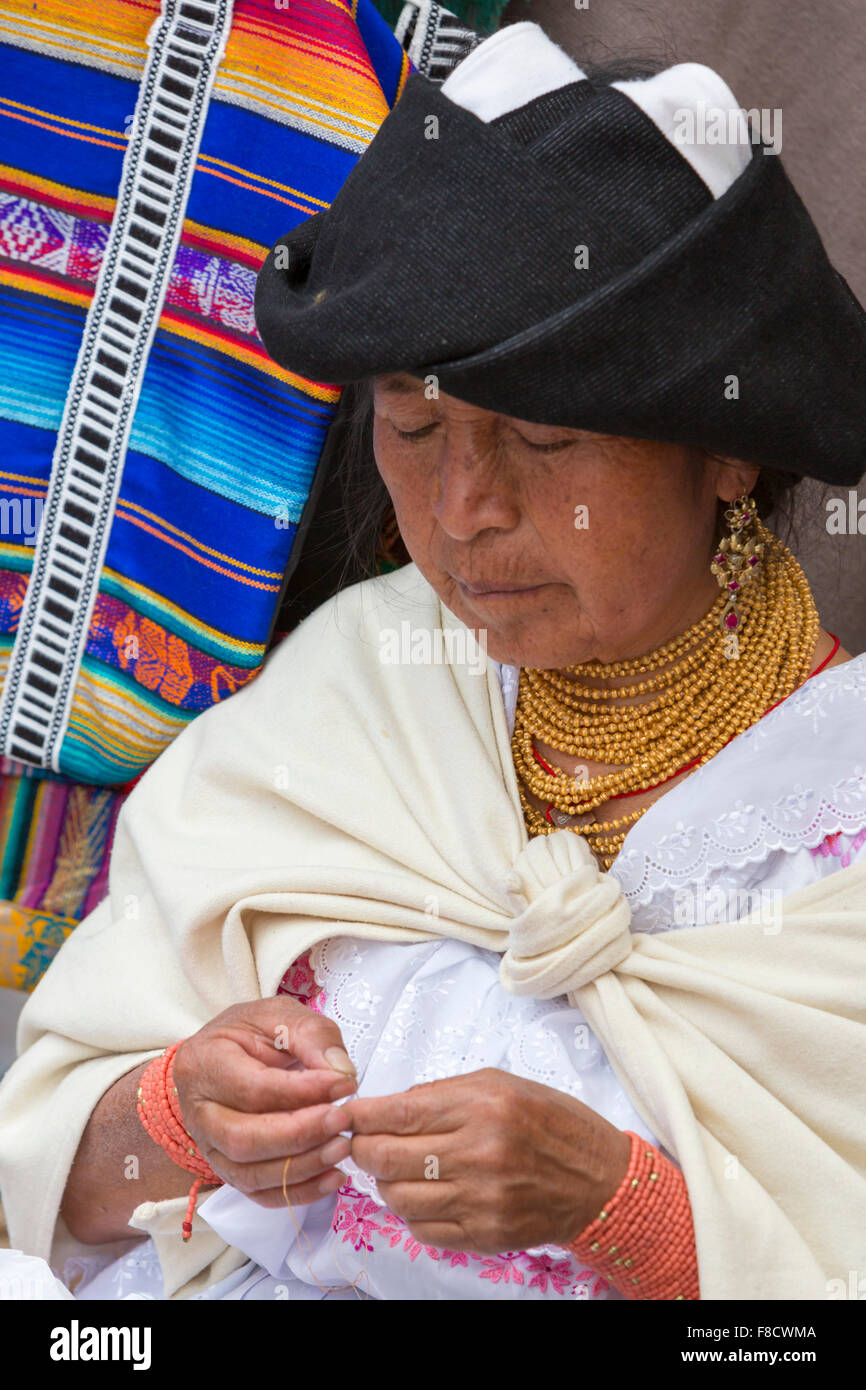 Women from the Mestizo ethnic group in Otavalo, Ecuador Stock Photo