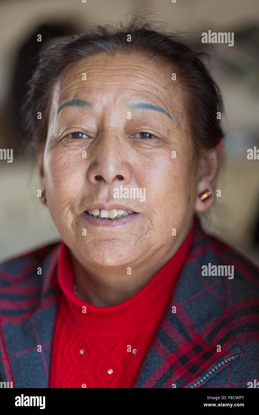 Portrait of an old Tibetan woman Stock Photo