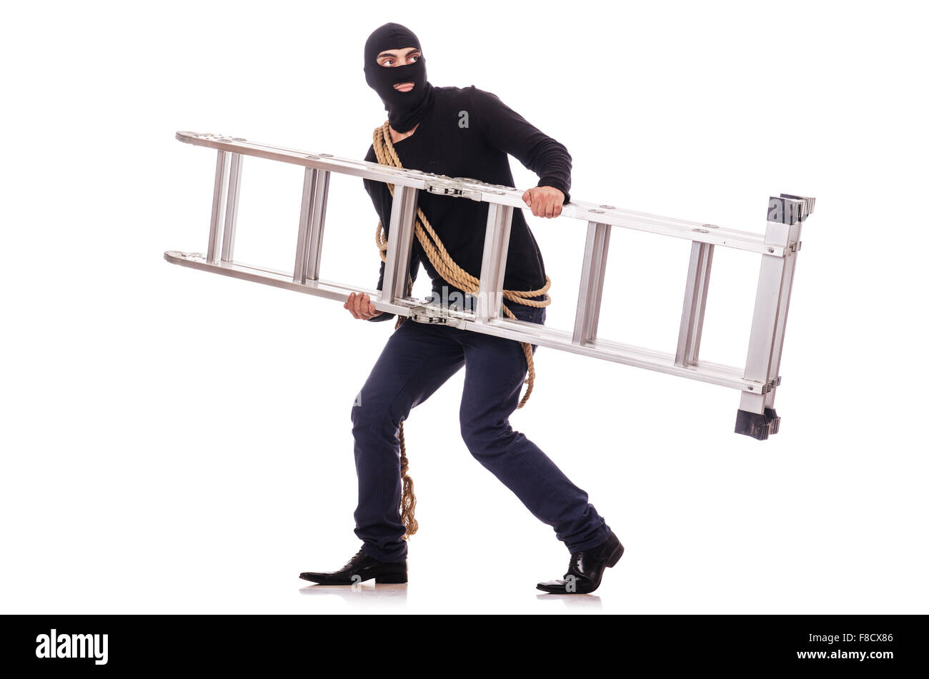 Burglar wearing balaclava isolated on white Stock Photo - Alamy
