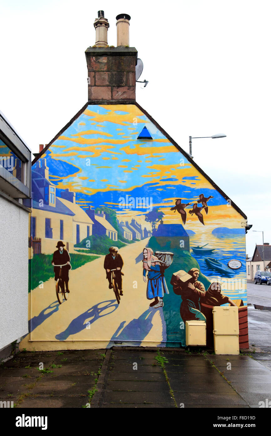 "Saltburn's Past" mural wall painting Invergordon Highland Scotland UK