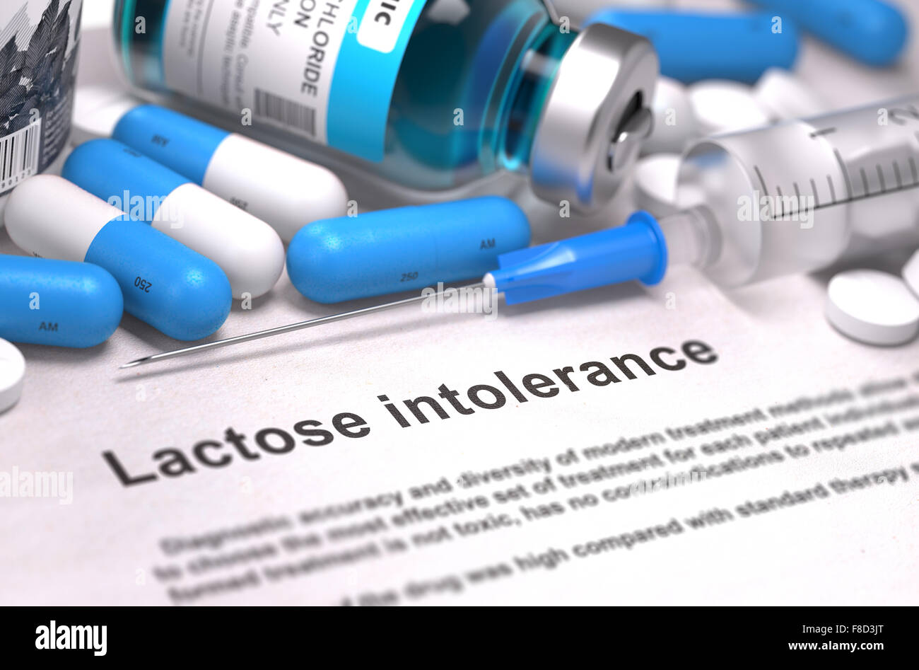 Diagnosis Lactose Intolerance. Medical Concept. 3D Render Stock Photo