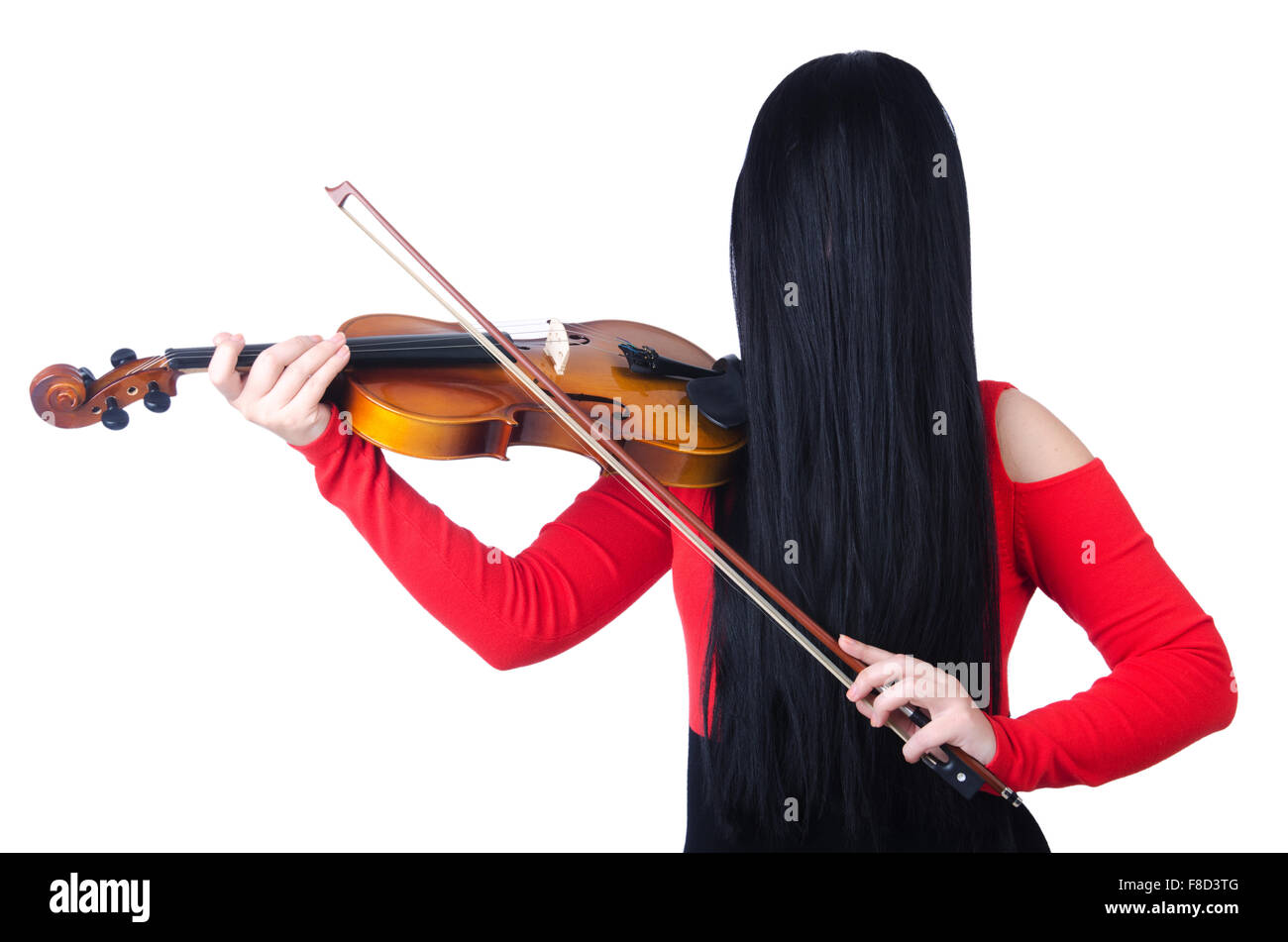 Young girl with violin on white Stock Photo - Alamy