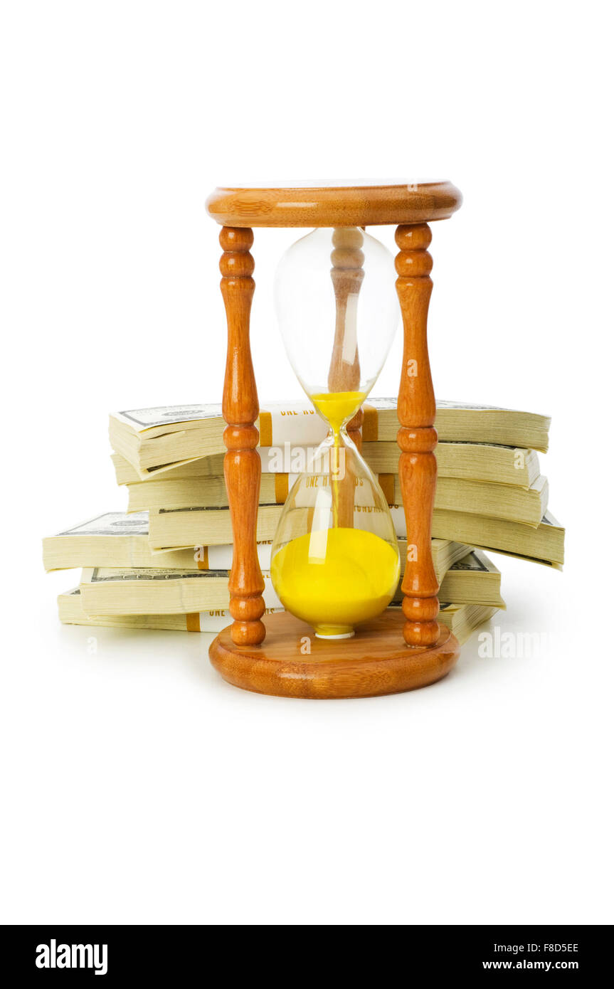 Time is money concept with dollars and hourglass Stock Photo - Alamy