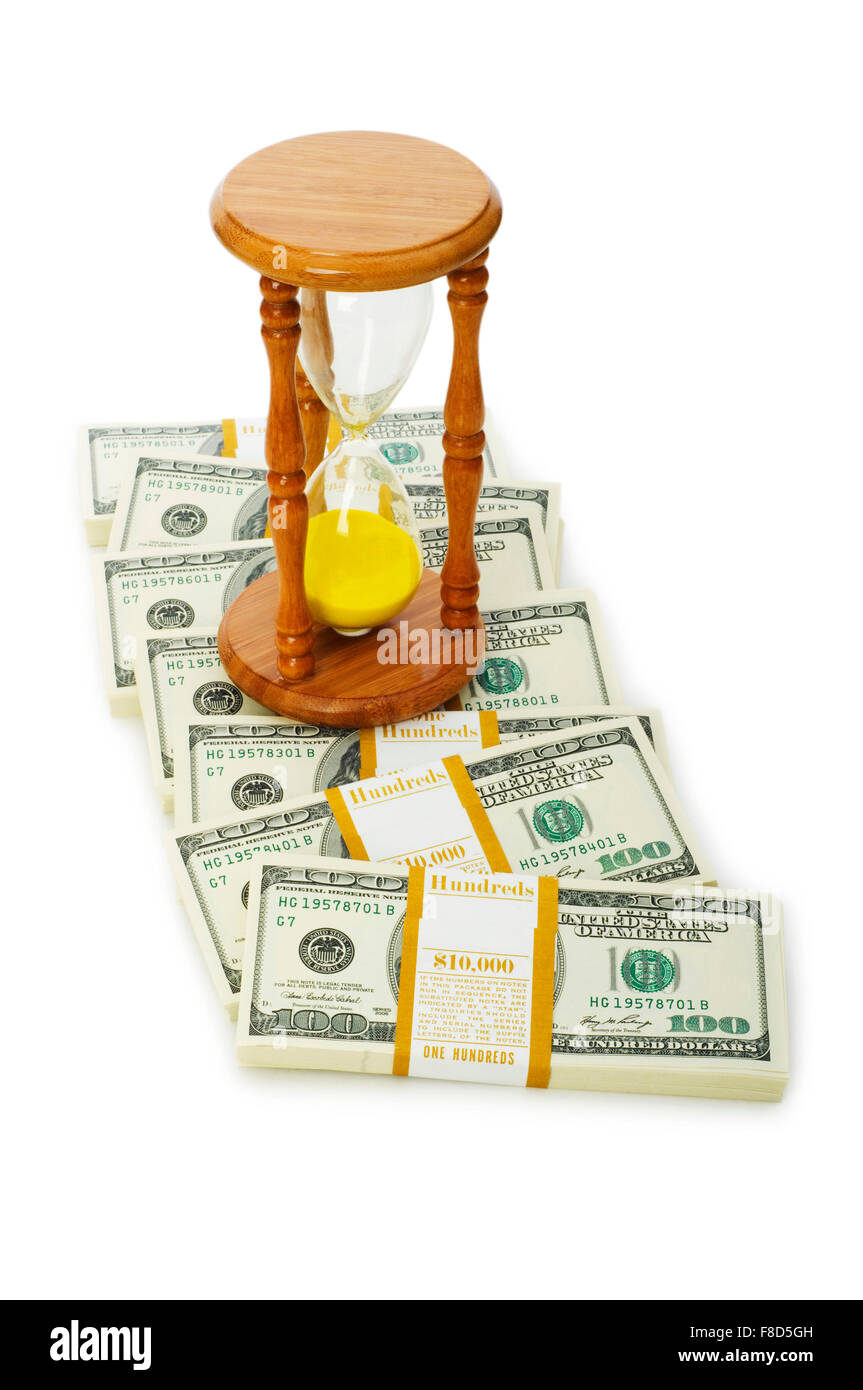 Time is money concept with dollars and hourglass Stock Photo - Alamy