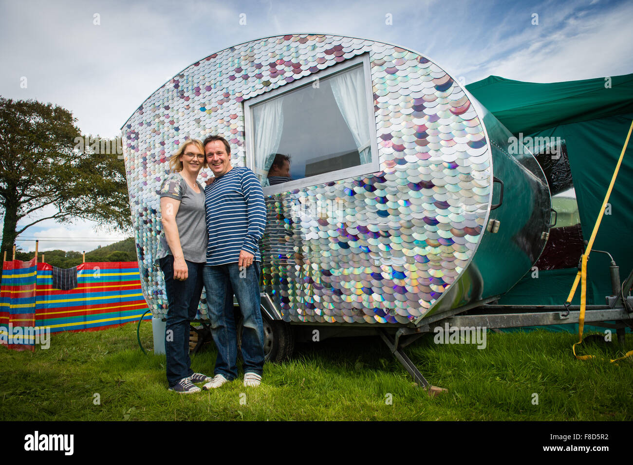 Craftsman and maker Carwyn Lloyd Jones, with his wife , standing