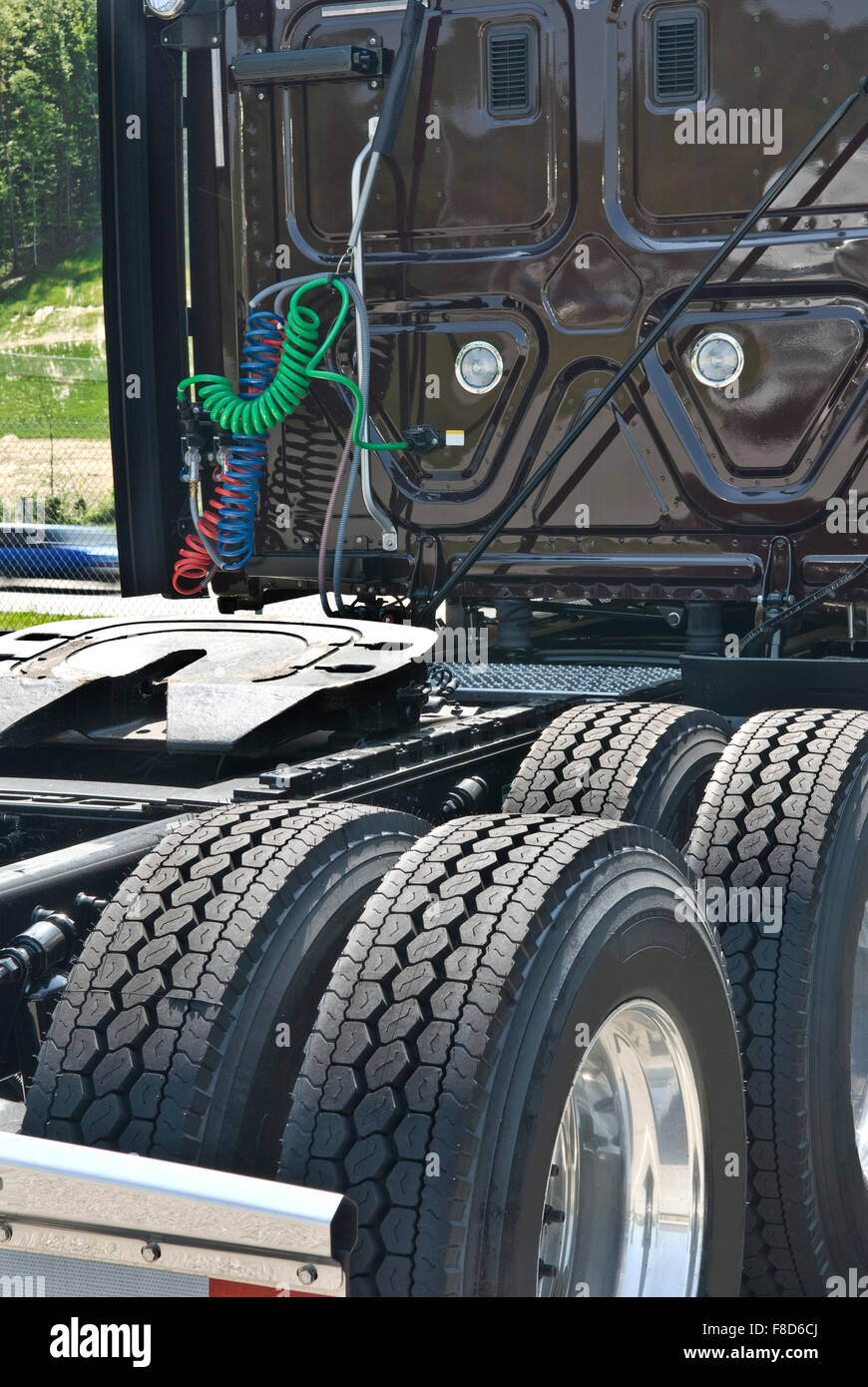 Detail of the back of the cab of a new semitruck Stock Photo Alamy