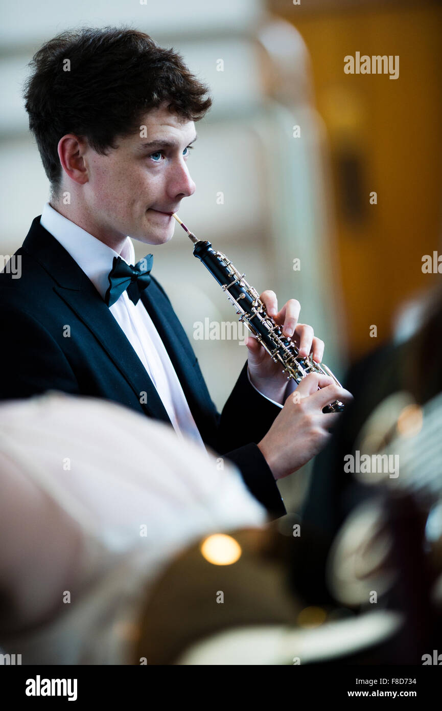 Young musicians: classical music clarinet player  at Aber Music Fest festival 2015 Stock Photo