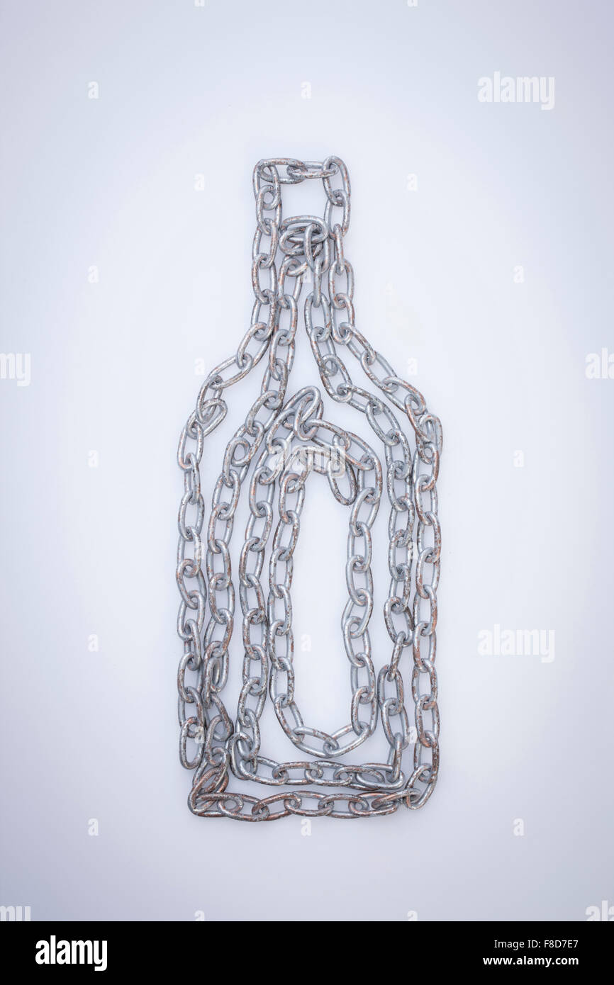 Chains twined into a bottle shape Stock Photo
