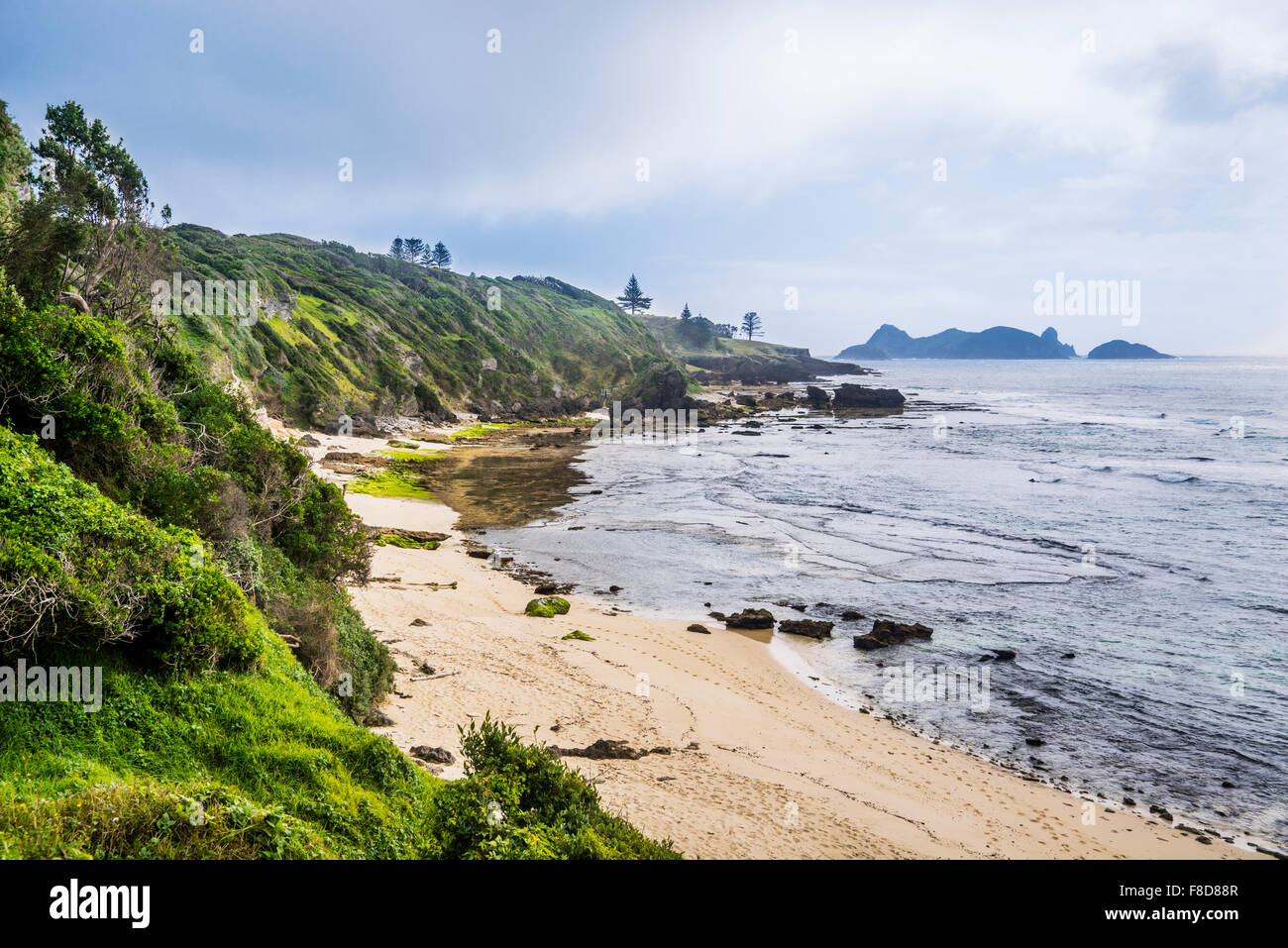 Lord Howe Island, Unincorporated area of New South Wales, Australia. Middle Beach with view of the Admiralty Islands Stock Photo
