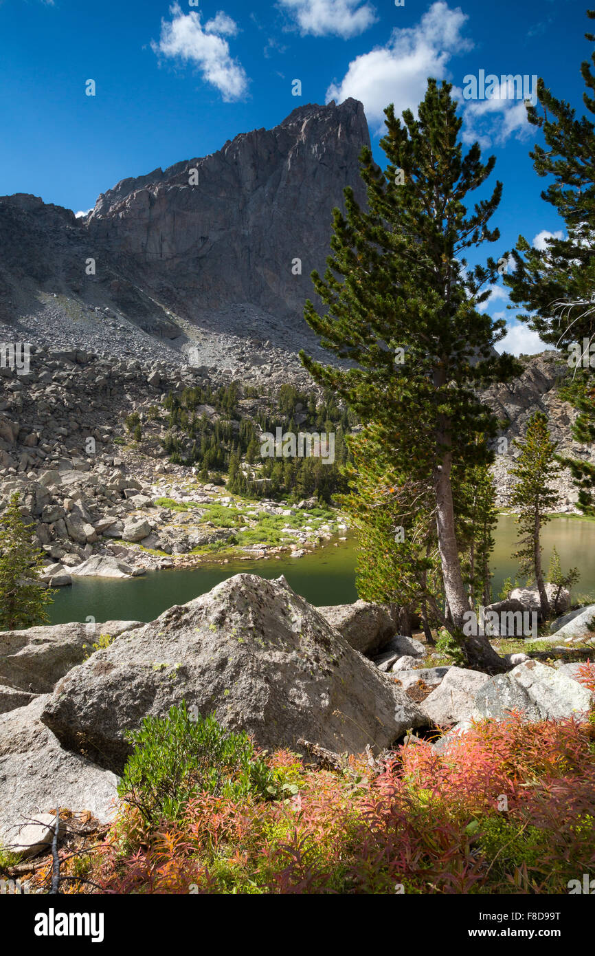 A glacial lake below Peak, Bridger Wilderness, Wyoming Stock